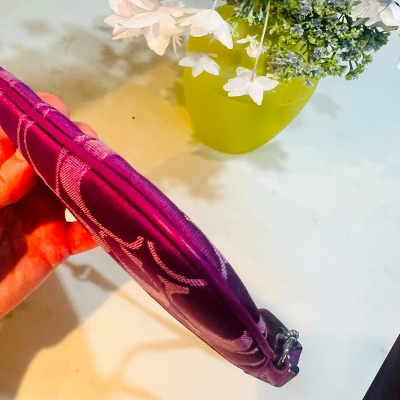 COACH Signature C Jacquard Wristlet with Leather Step and Trim in Purple - Picture 12 of 12